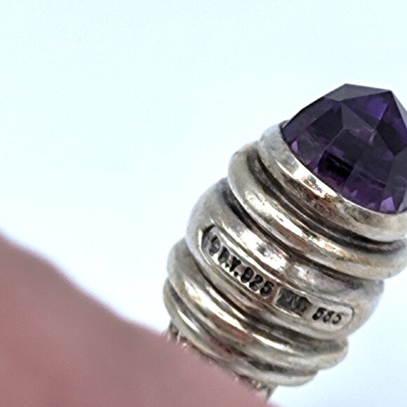 David Yurman 7mm Rennaissance Cable Amethyst & Garnet Bangle Cuff .925 & 14kt - Picture 6 of 10
